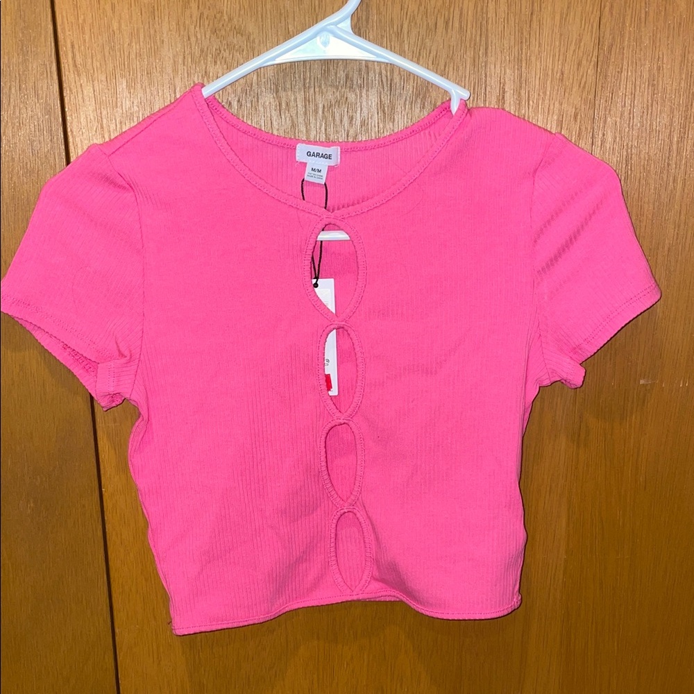 Glamour Hot Pink Cut-Out Crop Top